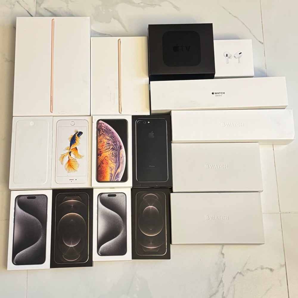 Apple Mixed Device Box Collection in White, Black and Rose Gold Accents